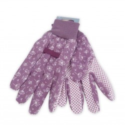 Dámské bavlněné pracovní rukavice s květy česneku - fialové