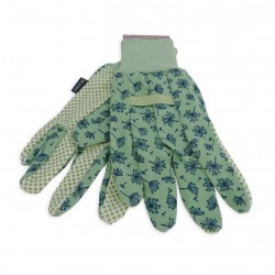 Dámské pracovní rukavice bavlněné s květy česneku (zelené)