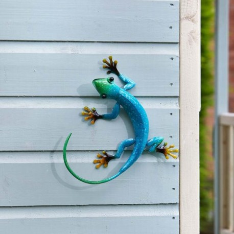 Dekorace na zahradní zeď/plot - ještěrka azurová